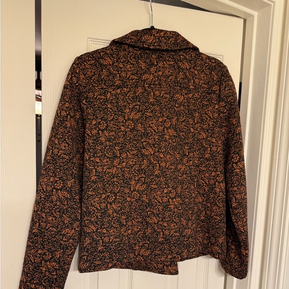 Isaac Mizrahi Live size s MOTO JACKET Quilted Floral Print Brown Black - Picture 5 of 6